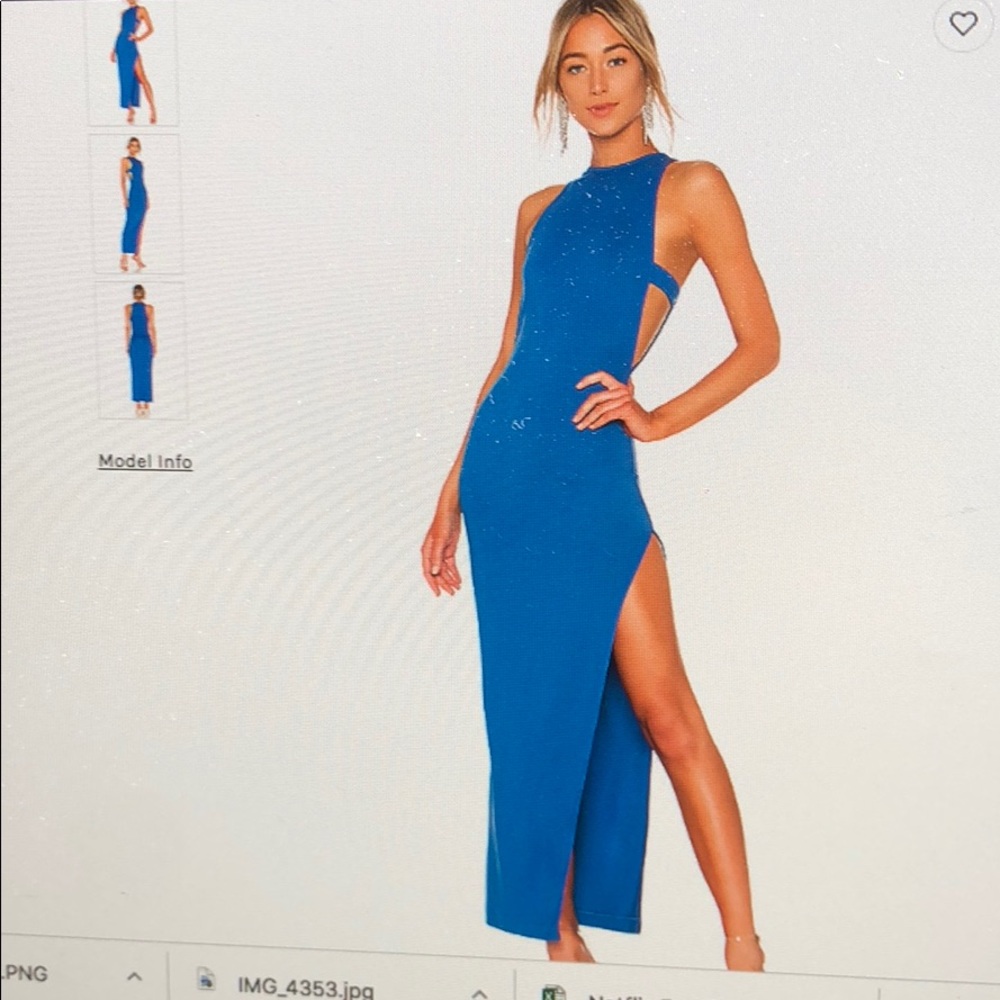 Dress worn once! Late night gown blue slit leg!